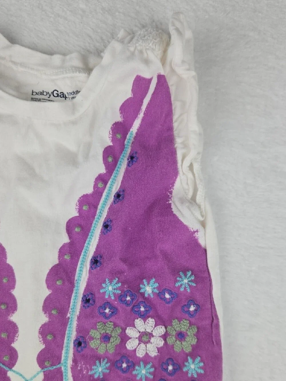Baby Gap Sleeveless Vest T-Shirt Size 2T White Purple